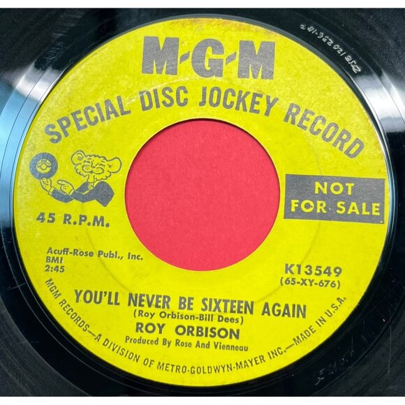 Roy Orbison Too Soon to Know / Youll Never Be Sixteen Again 45 Vinyl Rock Promo - Picture 2 of 6